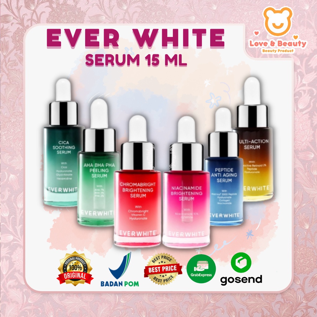 EVER WHITE SERUM SERIES 15ML | AHA BHA PHA PEELING | MULTI ACTION | PEPTIDE ANTI AGING | BRIGHTENING