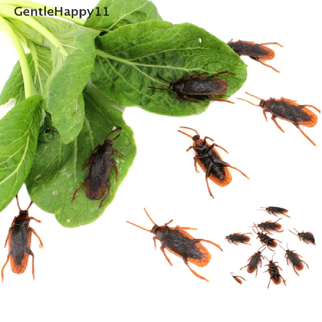 Gentlehappy 10Pcs / lot Mainan Simulasi Kecoa Bahan Karet Untuk Anak