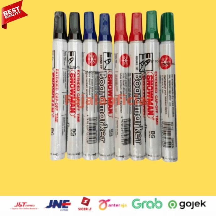 

Spidol snowman whiteboard, Merah Hijau biru Hitam, harga satu pack