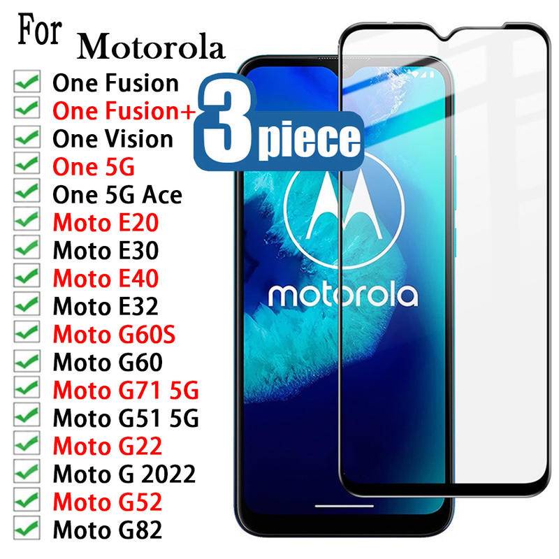 3pcs Pelindung Layar Full HD Untuk Motorola One Fusion Hyper Vision Plus UW Ace E20 E30 E40 E32 G60s G60 G30 G20 G10 G71 G51 G41 G22 G8 G22 G52G