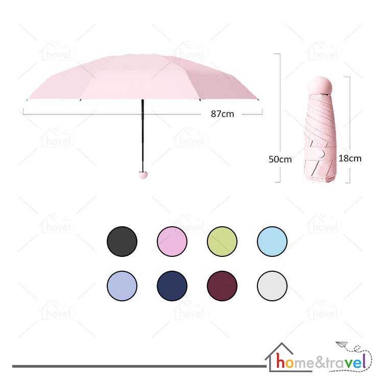 HOVELSHOP Payung Lipat Mini Manual Gagang Bulat Portable Folding Umbrella Premium