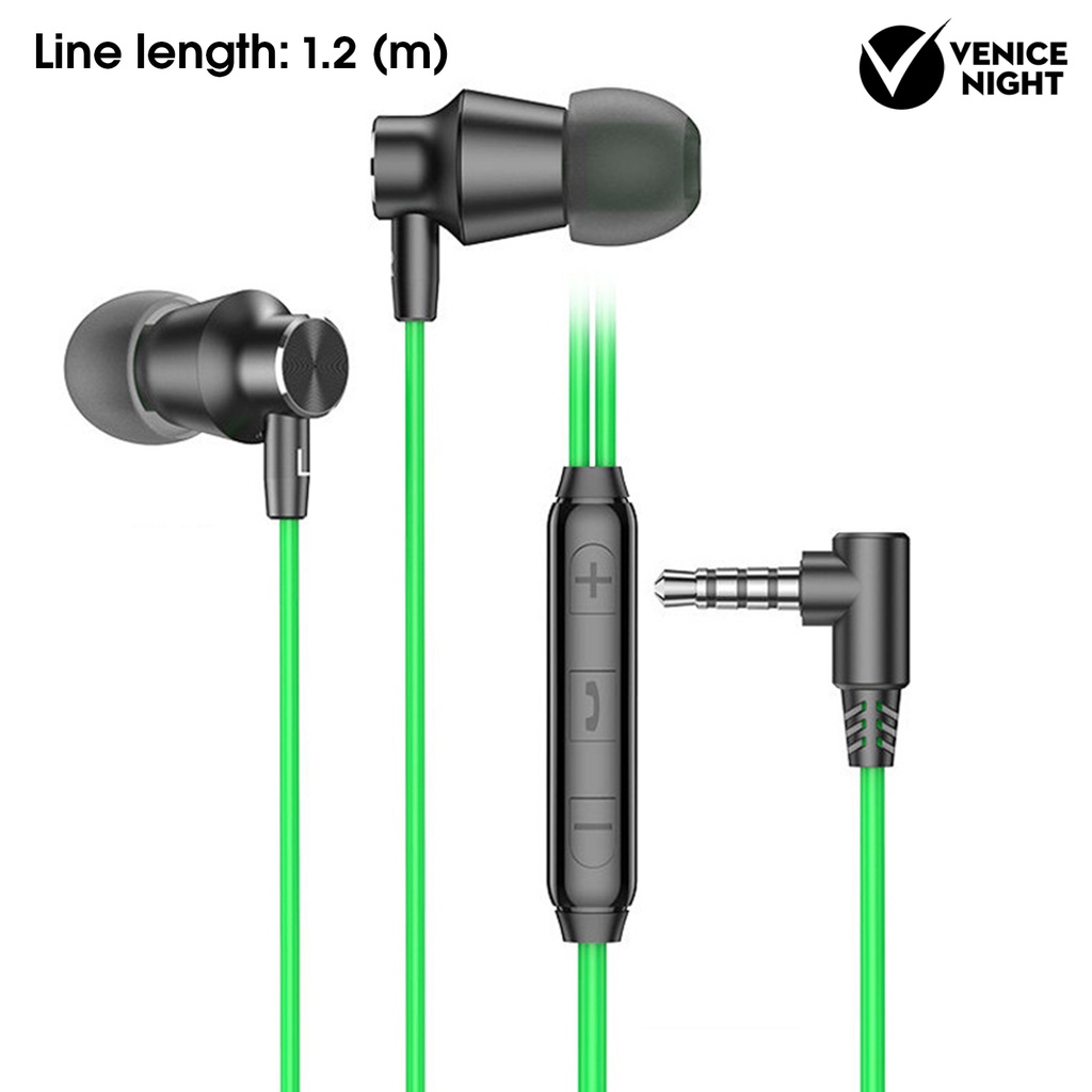 (VNEP) (Berkabel) V7 Earphone High Fidelity Cerdas Membatalkan Kebisingan Universal 3.5mm Tipe-C Stereo Olahraga In-Ear Gaming Earbud untuk Menelepon