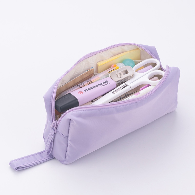 Angoo Cream Color Pillow Pencil Bag Pen Case Waterproof Nylon Material Handle Storage Pouch for Stat