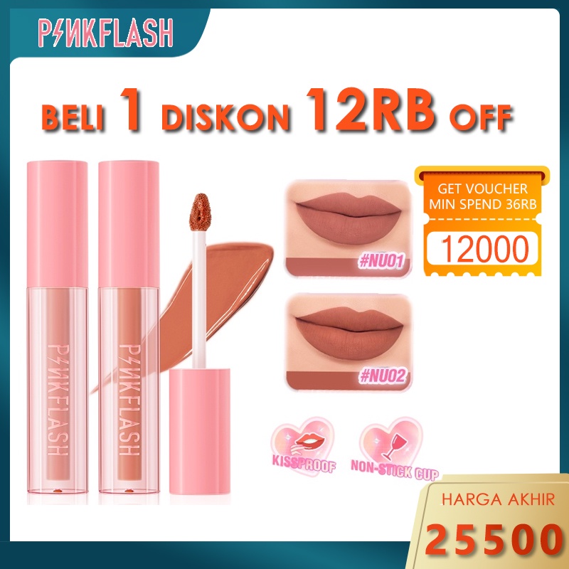 PINKFLASH Matte Liquid Lipstick Non-stick cup Mask-proof Lip Tint High Pigment  Moisture Waterproof Lip Gloss