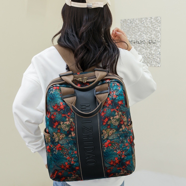 TAS RANSEL WANITA BESAR MUAT LAPTOP MOTIF BUNGA NYLON SASTIMA TA708G3 IMPORT BACKPACK KOREA PUNGGUNG GENDONG SEKOLAH KULIAH KERJA REMAJA KEKINIAN CEWEK MURAH FASHION BRANDED