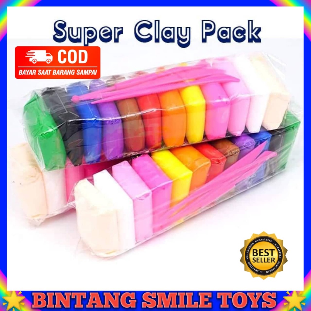 MAINAN EDUKASI ANAK CLAY PLASTISIN LILIN / MAINAN ANAK POLYMER CLAY 12 WARNA PROMO TERMURAH COD