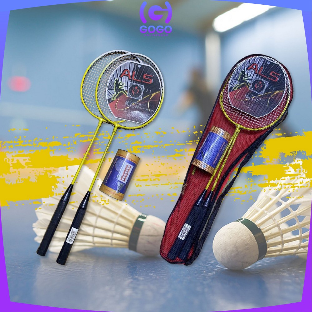 GOGO-O5-O7 Raket Badminton Set Isi 2 Raket Bulutangkis Bonus Tas Bulu Tangkis Alat Olahraga