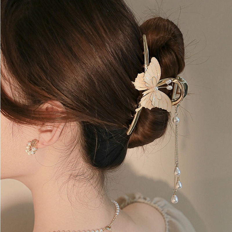 Jepit Rambut Model Rumbai Kupu-Kupu Gaya China Vintage Untuk Wanita Butterfly