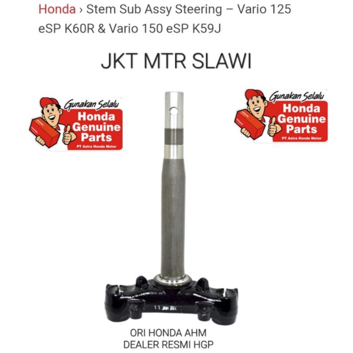 53219-K59-A70 stem sub assy segitiga stang segi T vario 150J atau keyless vario 125 2018-2020 ori honda ahm