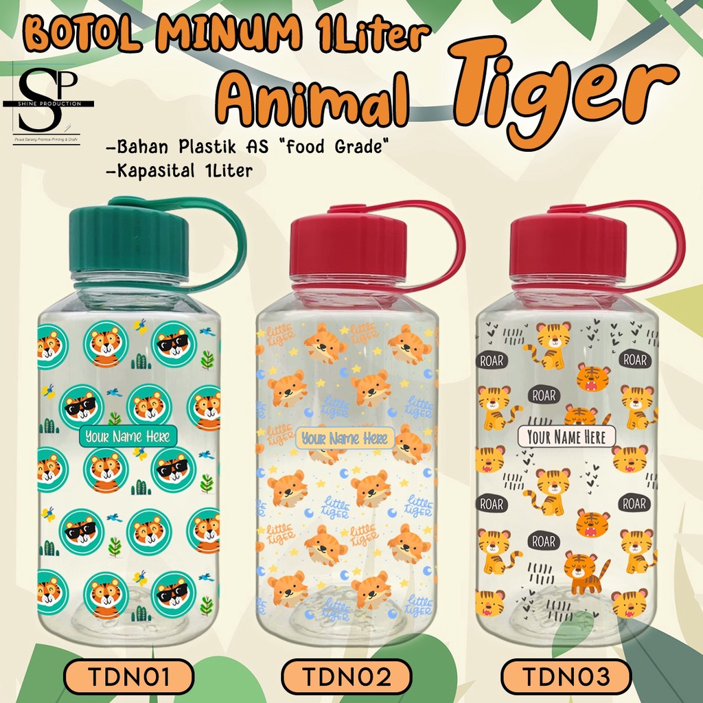 Botol Minum Anak 1L Motif Tiger BPA FREE