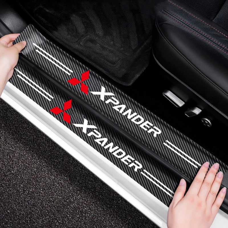 Stiker Pelindung Pintu Mobil Bahan Kulit Serat Karbon Anti Gores Untuk Mitsubishi Xpander Pajero Attrage Mirage Xpander cross Outlander Asxl