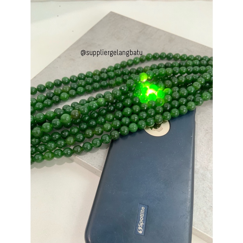 batu black jade aceh serat muda 8mm renceng kalung gelang akik giok