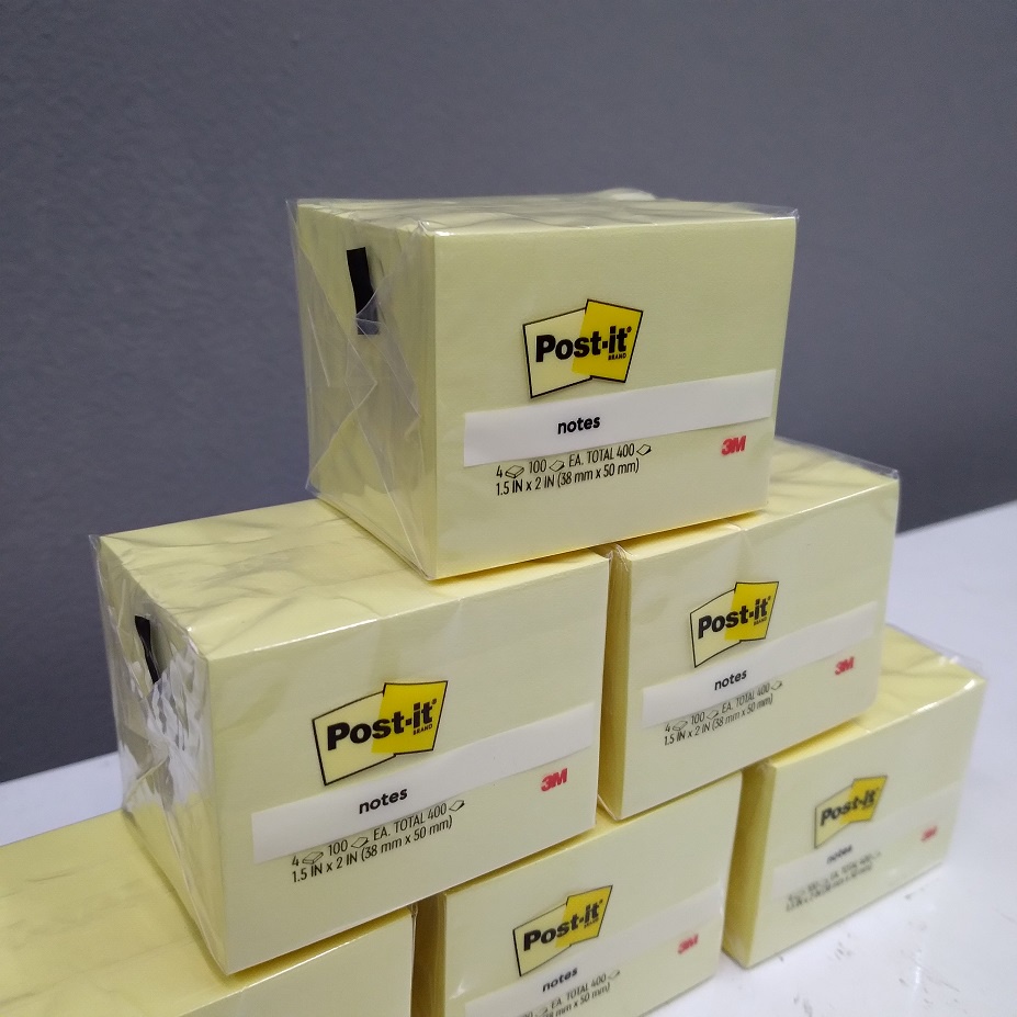 

3M Post It Super Sticky Notes 653-4CY Canary Yellow 1.5 inch x 2 inch