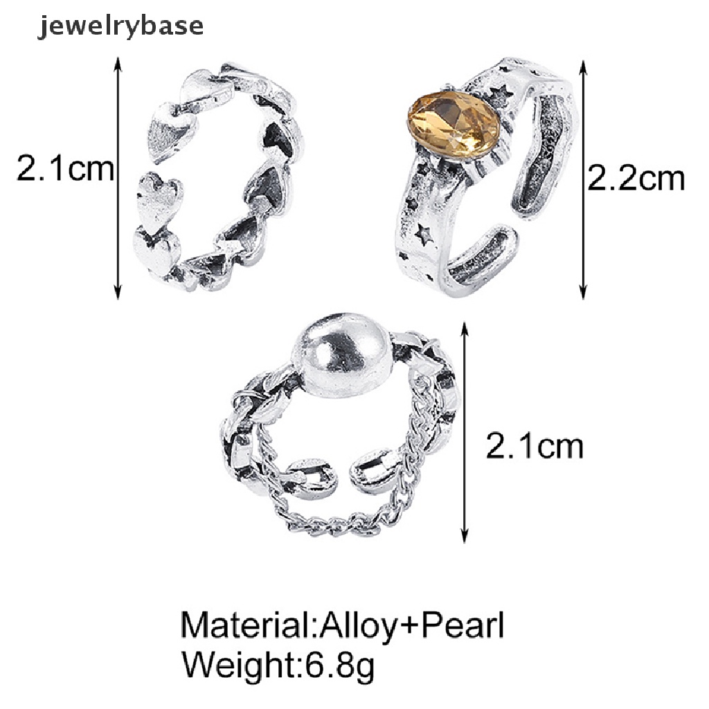 Set Cincin Bentuk Hati Gaya Vintage Untuk Wanita