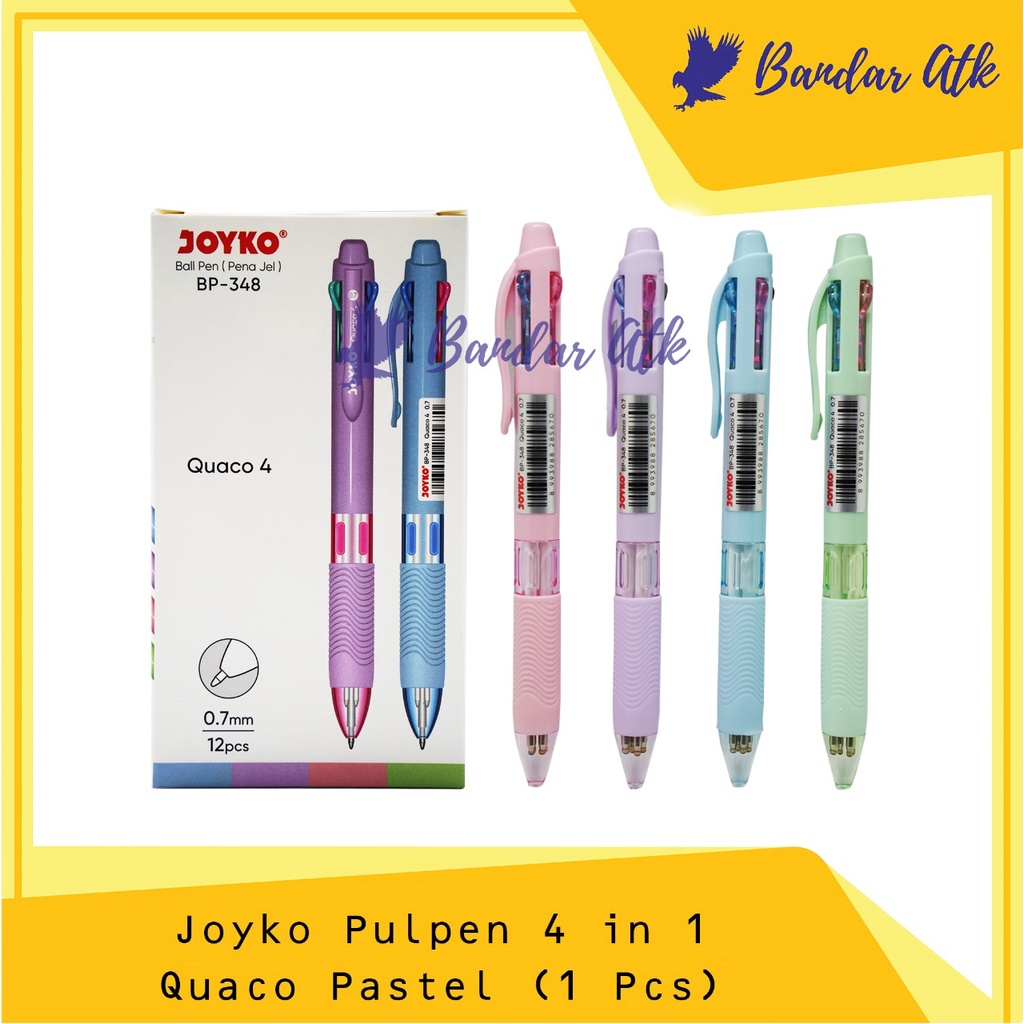 

JOYKO Pen BP 348 Quaco Pastel 4 In 1 Pulpen 4 Warna 0.7mm [1 PCS]