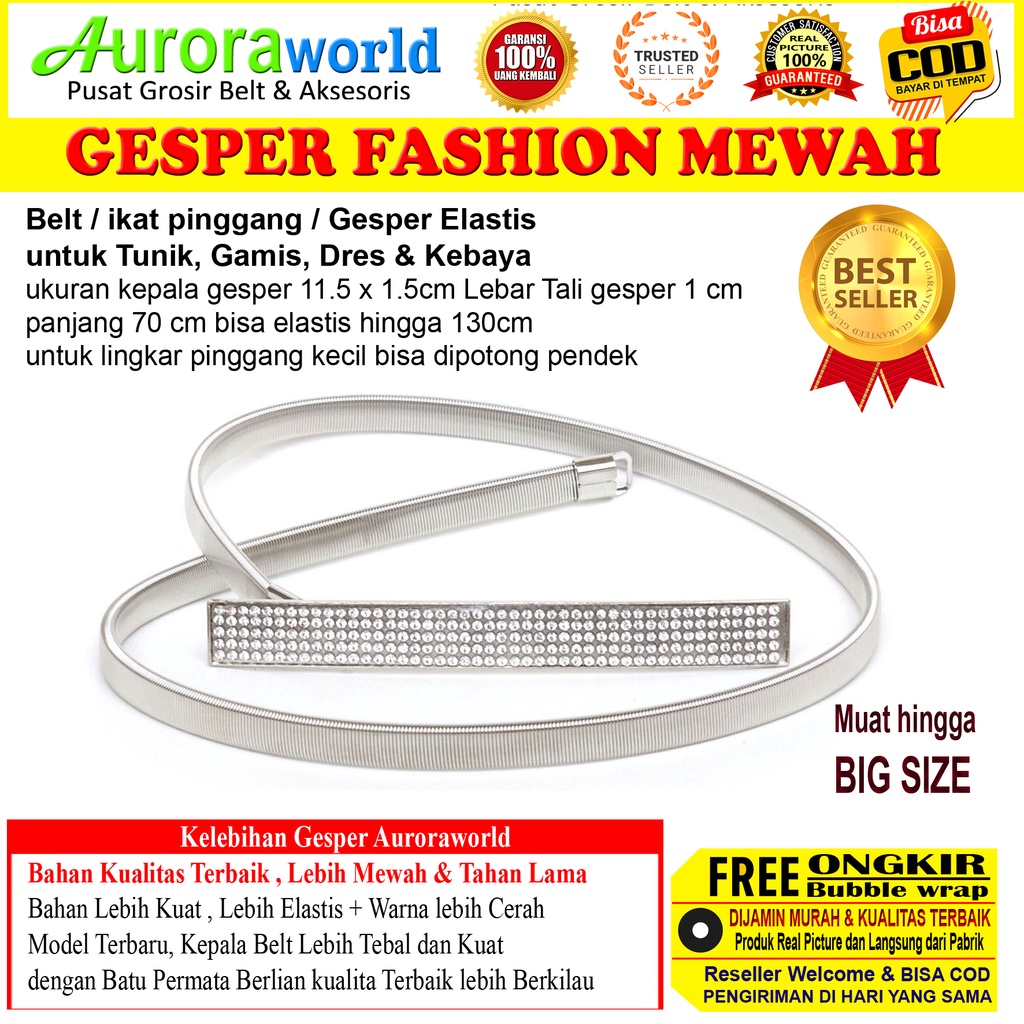 AURORAWORLD  IKAT PINGGANG FASHION ELASTIS GESPER DRESS BELT TERBARU UNTUK GAMIS TUNIK BISA COD