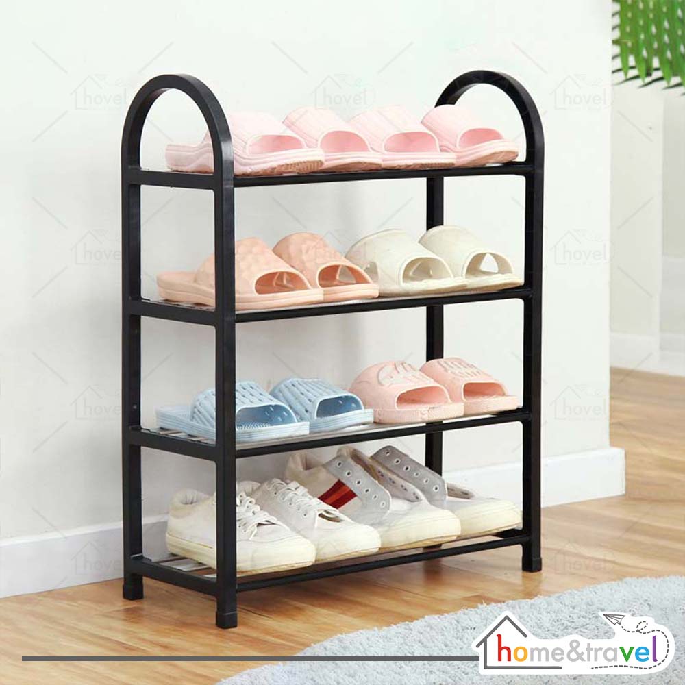 HOVELSHOP Rak Sepatu Plastik 4 Tingkat Penyimpanan Sandal Organizer Shoe Rack Portable