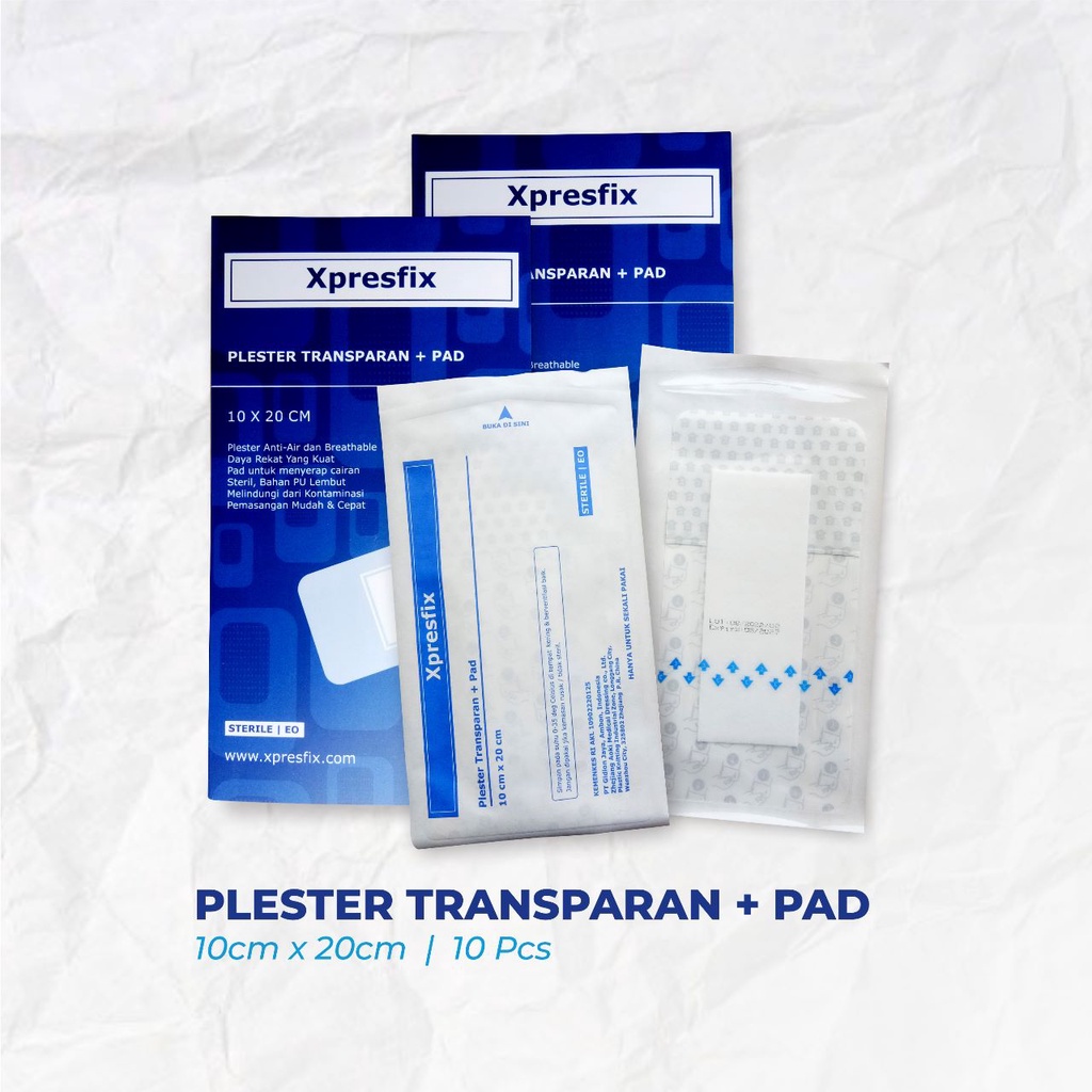 Xpresfix 10x20cm Plester Luka Operasi Anti Air Transparan+Pad Dermafix