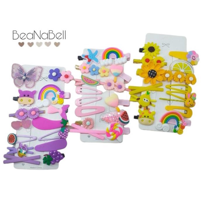 14Pcs Jepit Rambut Anak Jepit Papan Korea Jepit Rambut Anak Gaya Korea