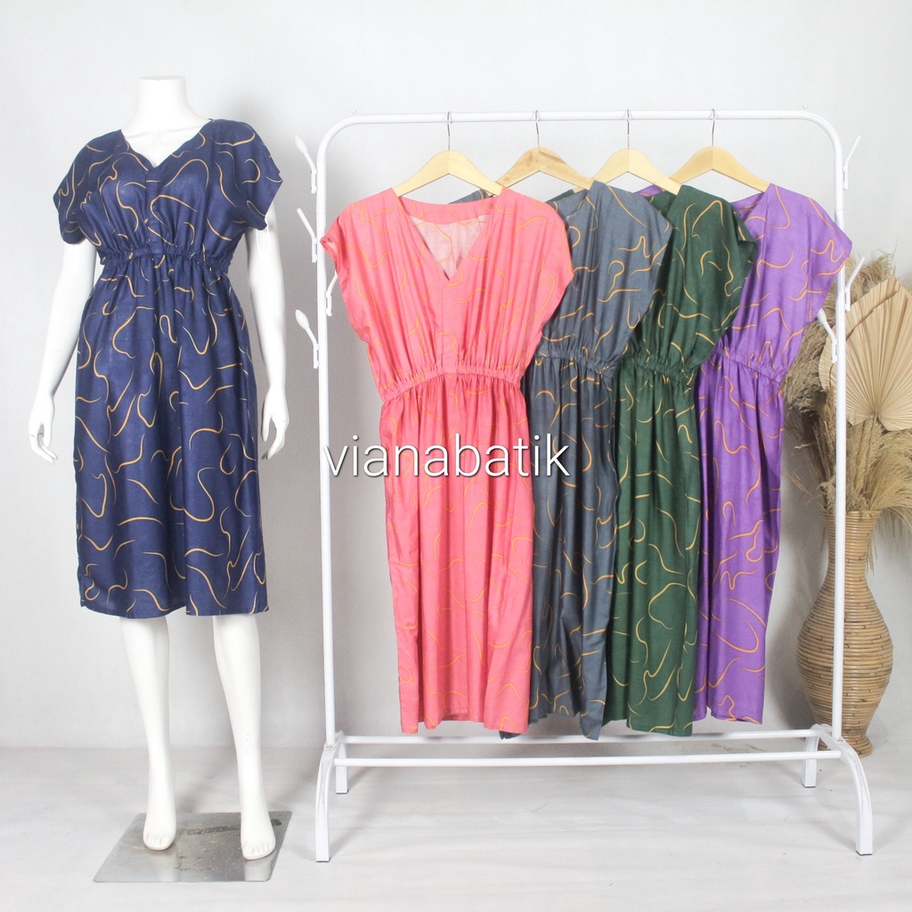 Dress Manohara / Daster Serut Pinggang Motif Rayon