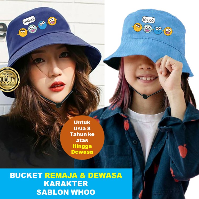 Topi Bucket Remaja WHOO Karakter !!! pakai Tali untuk usia 8 tahun ke atas Dewasa