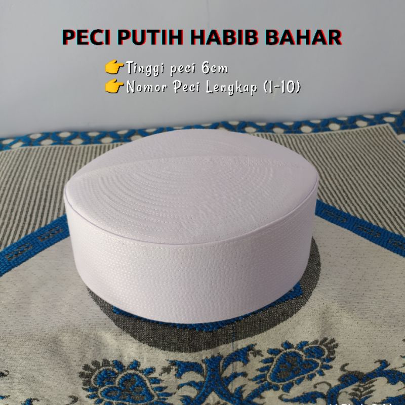 Peci Haji Songkok Haji Habib Bahar bin Smith pendek tinggi 6cm Peci Hitam Putih Peci malaysia original abdul Karim peci malaysia motif peci malaysia a1 peci malaysia hitam peci asagofah putih peci putih polos songkok putih kopiah dewasa kopyah malaysia