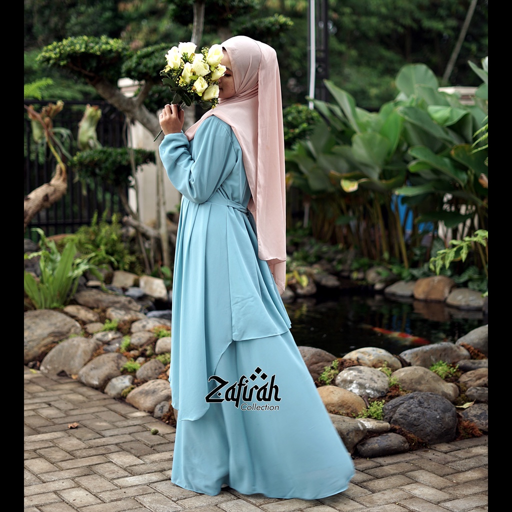 Gamis Polos Terbaru Bahan Ceruty Babydoll - Khanza Dress Ori Zafirah