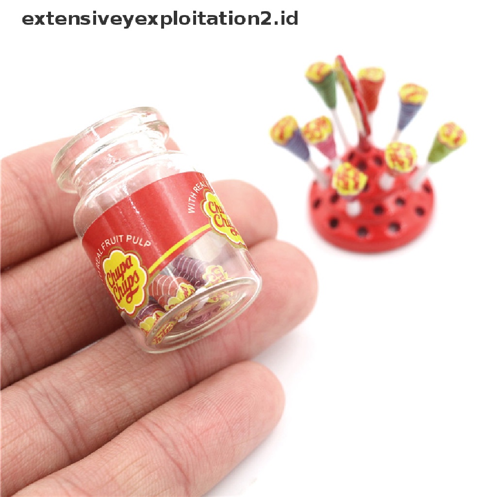 Mainan Miniatur Lolipop Mini Skala 1: 12 Dengan Case Holder Untuk Aksesoris Rumah Boneka