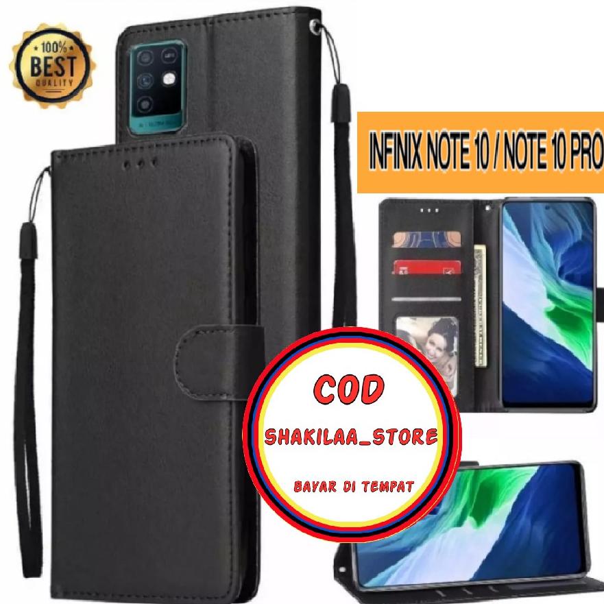 Miliki - Case Flip Case Kulit For Infinix Note 10 / Note 10 Pro - Casing Dompet-Flip Cover Leather-Sarung Hp