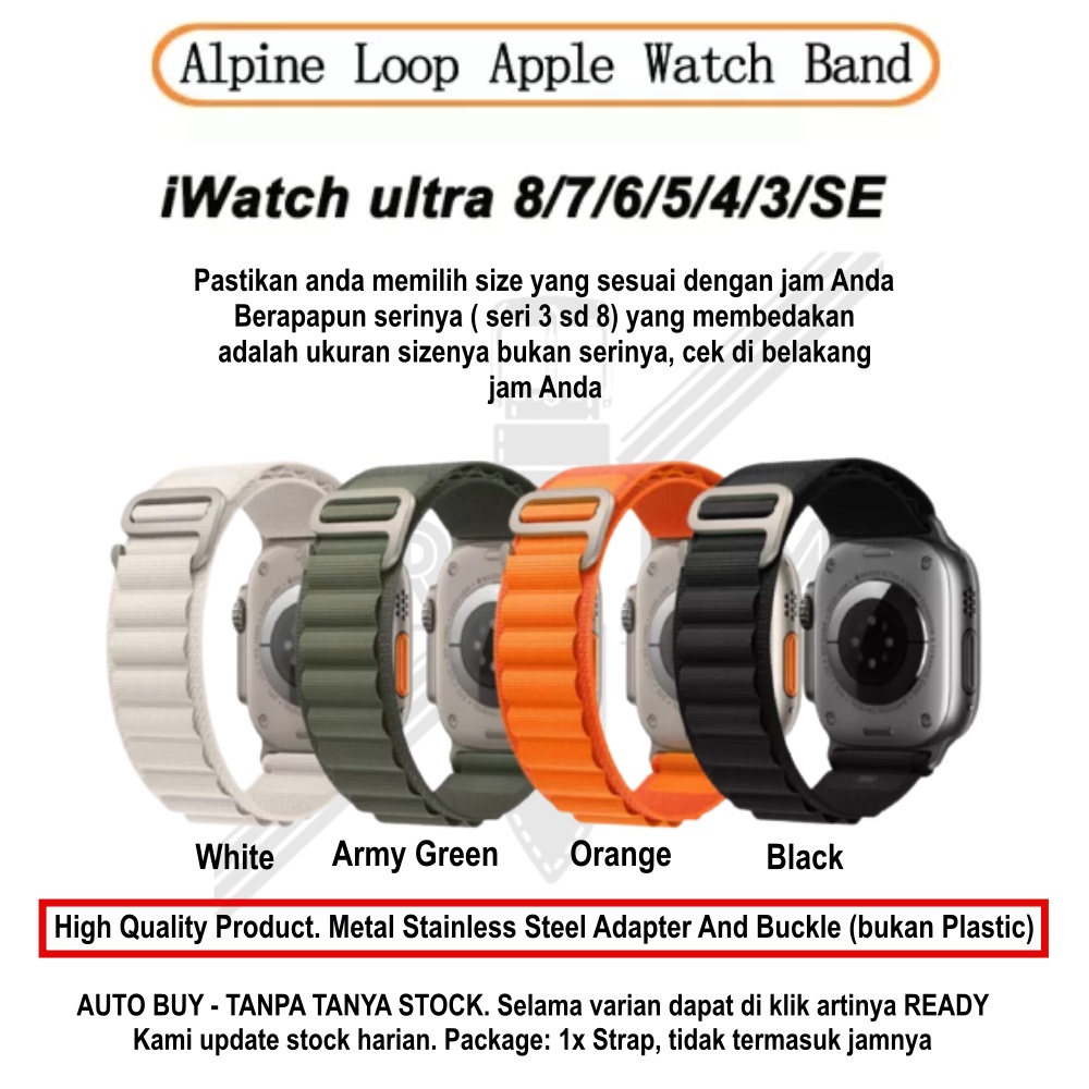 Alpine Loop Tali Jam Strap Untuk Apple Watch 45mm 44mm 42mm 41mm 40mm 38mm 49mm