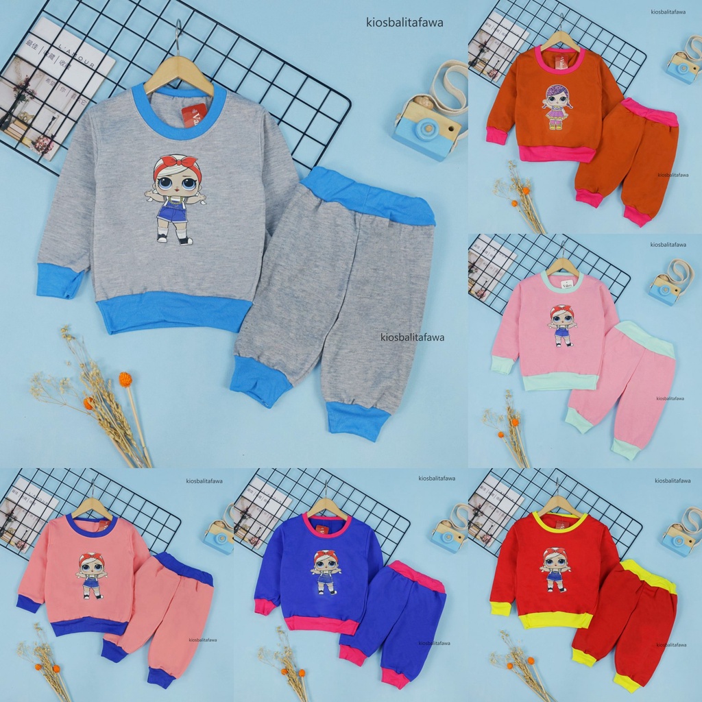 Setelan Cookie uk 1-2 Tahun / Sweater Karakter &amp; Jogger Setelan Anak Cewek DOLL Celana Baju Lengan Panjang Bahan Adem Babycinnamon