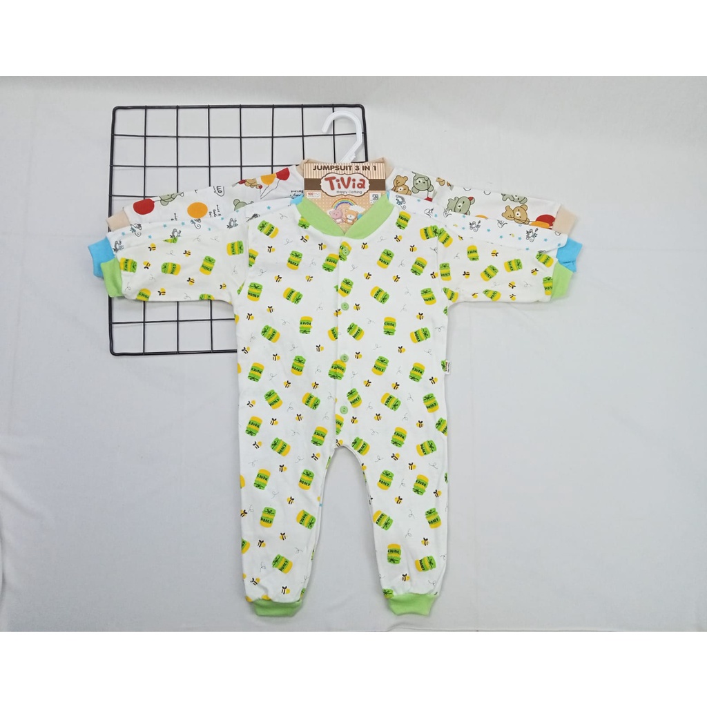 JS 3in1 jumper panjang buka kaki /baju kodok/sleepsuit bayi TIVIA all motif