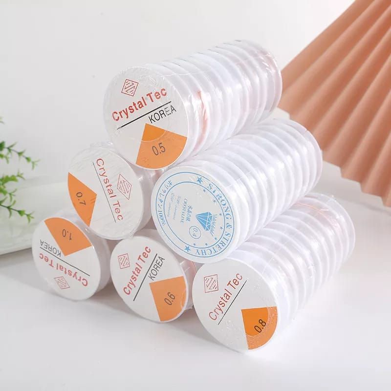 Crystal tec elastis string senar kenur transparan per 1 roll
