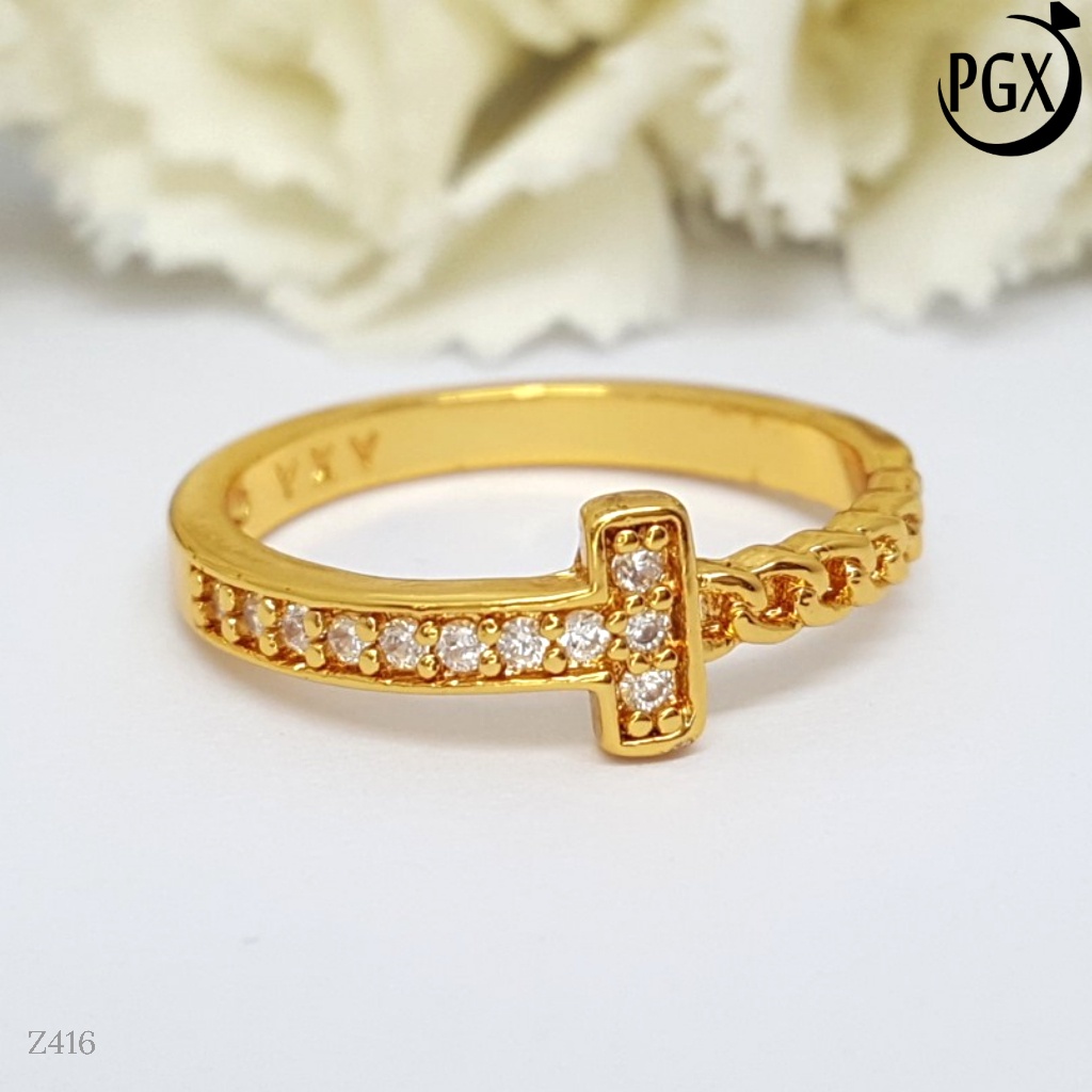 PGX Cincin Xuping Wanita Aksesoris Fashion Perhiasan Lapis Emas Premium - Z416