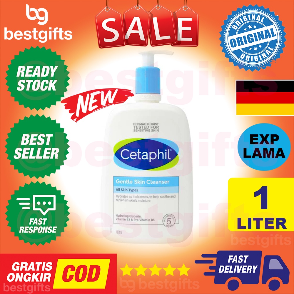 CETAPHIL GENTLE SKIN CLEANSER FOR FACE BODY ALL SKIN TYPES PEMBERSIH WAJAH SEMUA JENIS KULIT 1 LITER