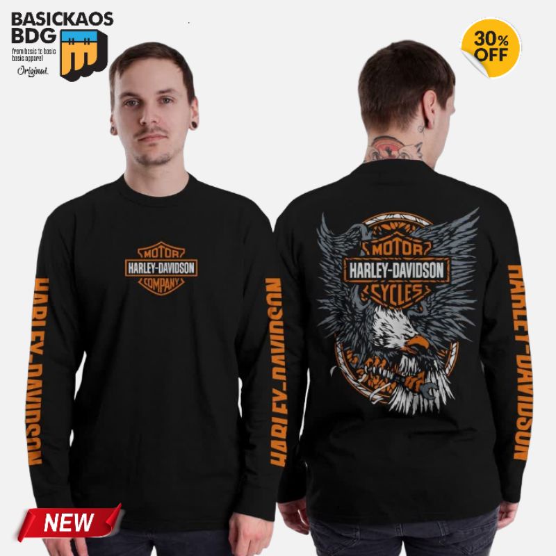 KAOS MOTOR MOGE  HARLEY DAVIDSON LENGAN PANJANG LONG SLEEVE DISTRO PREMIUM HARLEY ORIGINAL COMBED 30