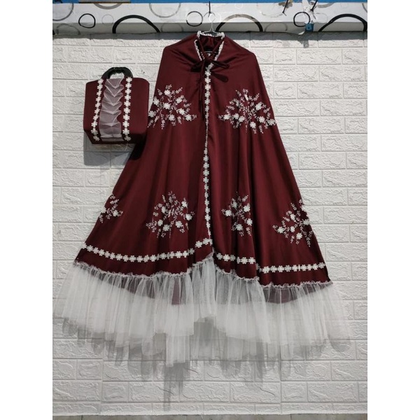 (FRRE BABY GOLD) New Mukena Annaya Dewasa Supersilk Bordir Manual Mix Renda Tempel