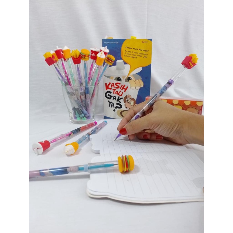 PENSIL MCD MOTIF BURGER COLA IMUT ATK UNIK HARGA TERMURAH PENSIL PELURU MODEL FAST FOOD KUALITAS TER