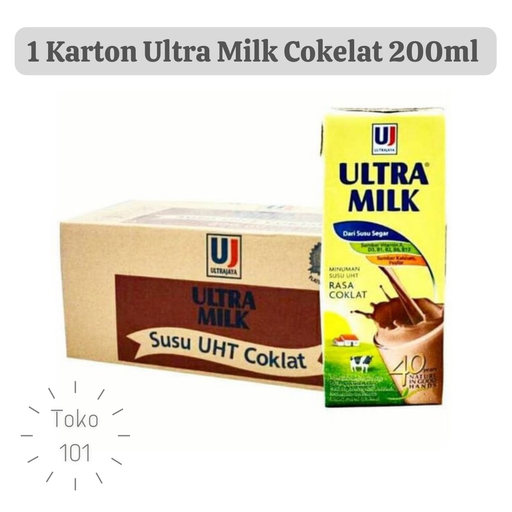 

Ultra Milk Susu UHT Cokelat 200ml per karton isi 24pcs