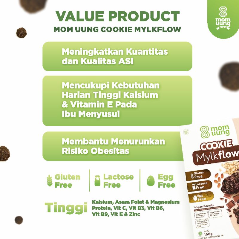 Mom Uung Cookie Mylkflow Classic Choco / Kukis Sehat Pelancar Asi / Vegan Friendly / Cookie Choco