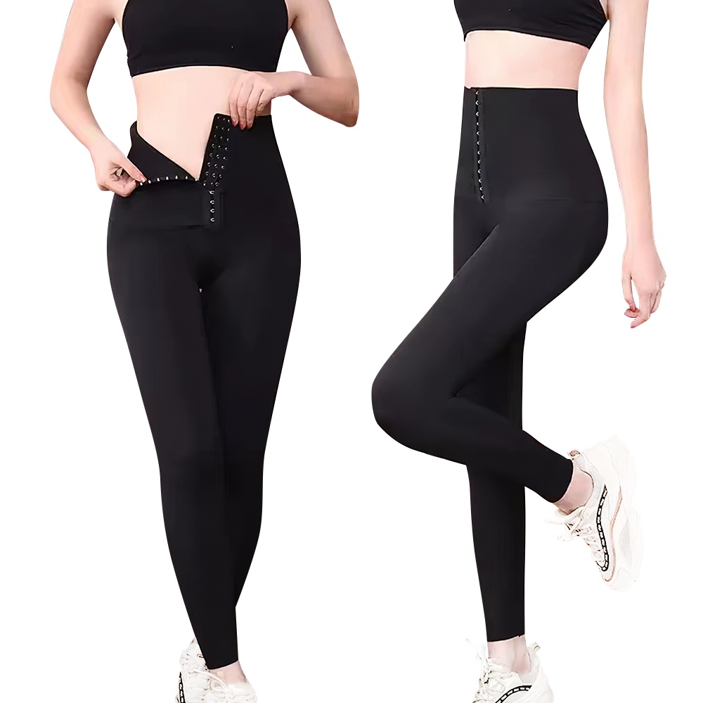 QH Scelta - Korset Legging Panjang Olahraga Pelangsing Pengencang Pengecil Lemak Perut Kancing Kait