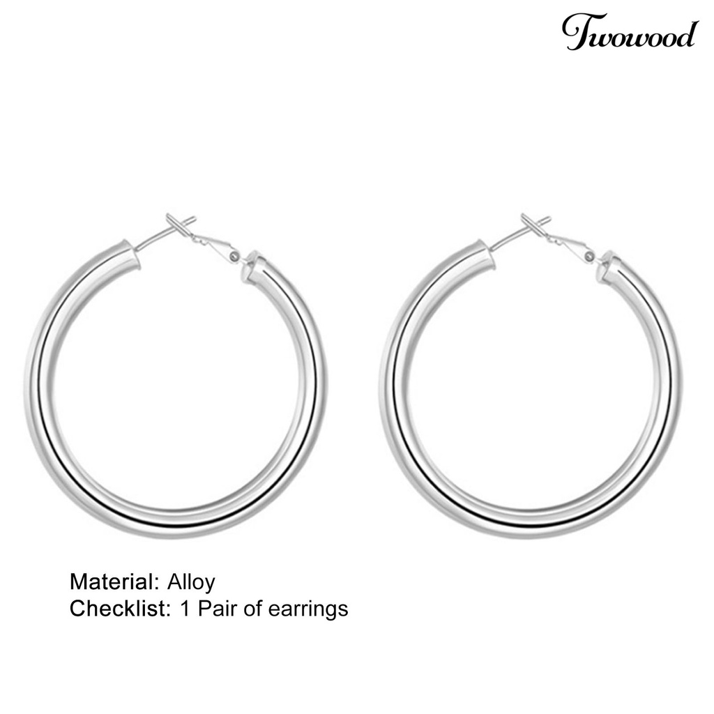 Anting Hoop Bahan Stainless Warna Solid Gaya Vintage Untuk Wanita