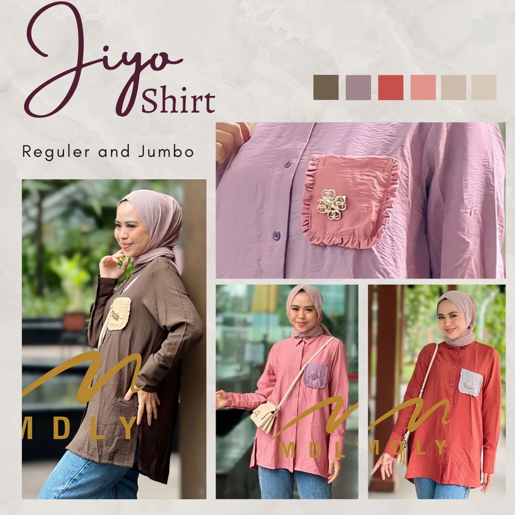 Fashion Muslim Atasan Terbaru Lengan Panjang Baju Kasual Mdly Gold Shirt Kemeja Kerja Busui Frendly 