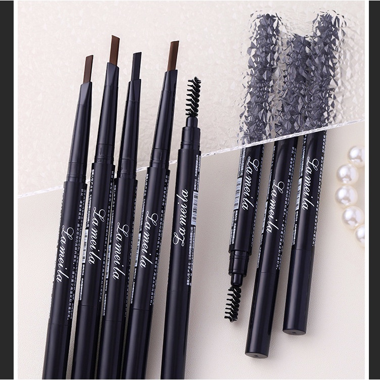 LAMEILA Pensil Alis 2 in 1 Eyebrow 4 Warna Kepala Ganda LA206 903