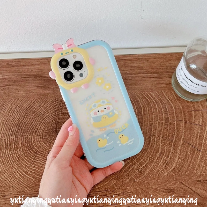 Soft Case Motif Kartun Bebek 3D Untuk iPhone 11 XR 6 6s 7 8 14 Plus 12 13 14 Pro MAX X XS MAX SE 2020