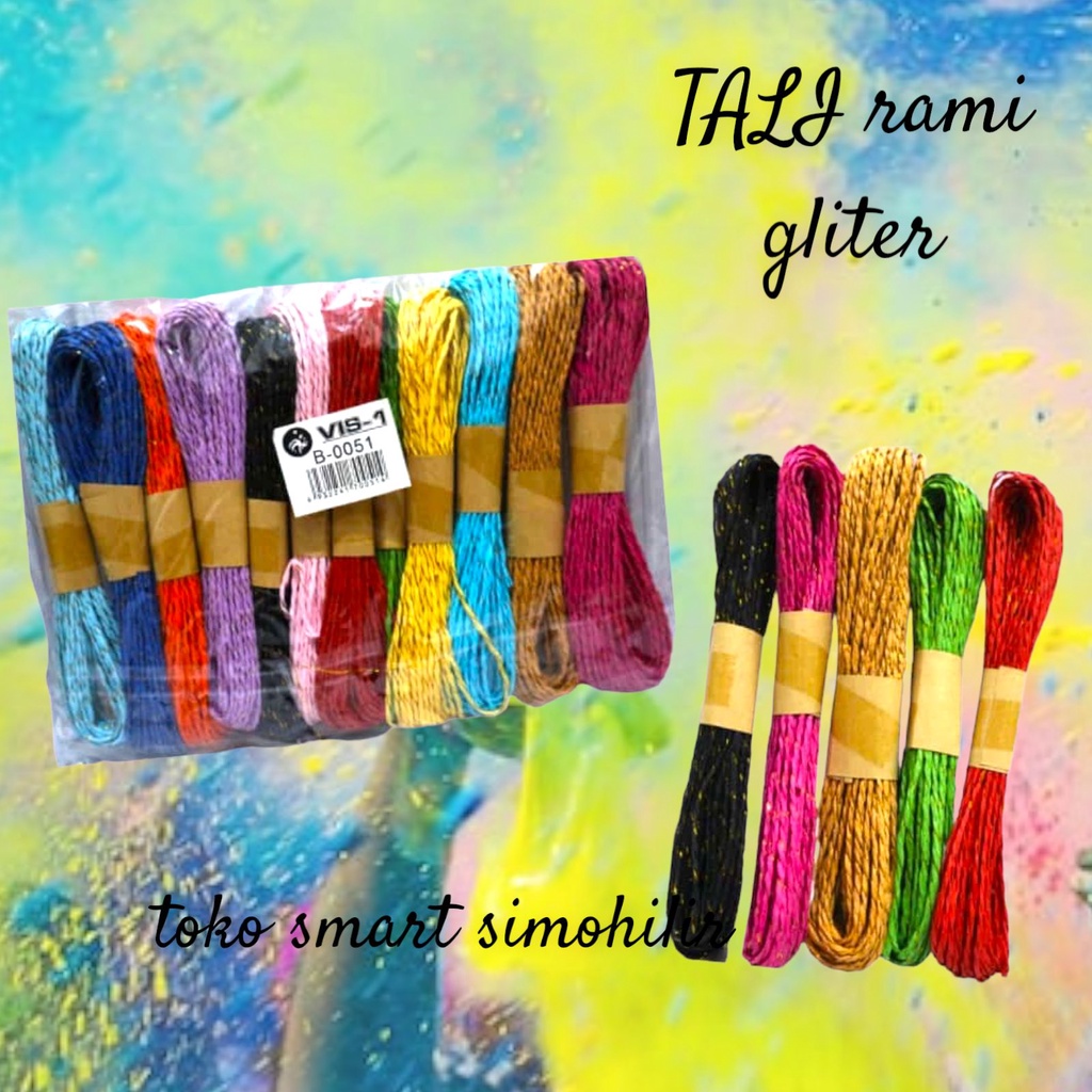 

TALI RAMI GLITER / KERTAS RAFIA/ ROPE DIY CRAFT GIFTBOX/ PEMBUNGKUS BENANG ROPE