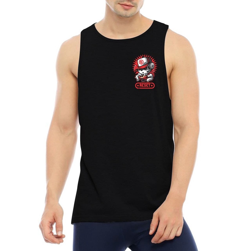 KAOS SINGLET PRIA LOGO RISET / BAJU KAOS PRIA DEWASA  / KAOS SINGLET PRIA MURAH / BAJU SINGLET GYM /
