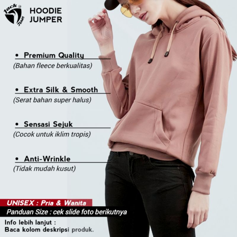 [ PREMIUM QUALITY ] Jaket Hoodie Polos Pria Wanita Sweater Tebal JACKJEANS.ID