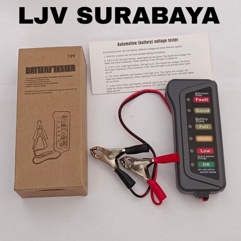 ALAT TESTER AKI 12v MOBIL MOTOR CEK KONDISI KESEHATAN ALTERNATOR AKI