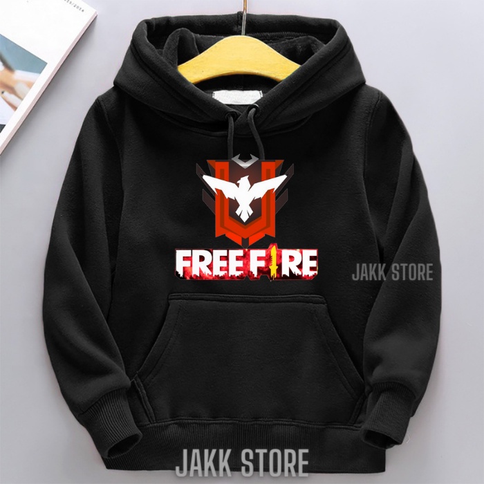 Hoodie Anak Laki Laki Keren/Hodie FF Free Fire Anak Anak Usia 2- 13 Tahun Terbaru/Sweater Switer Anak Cowok Hitam